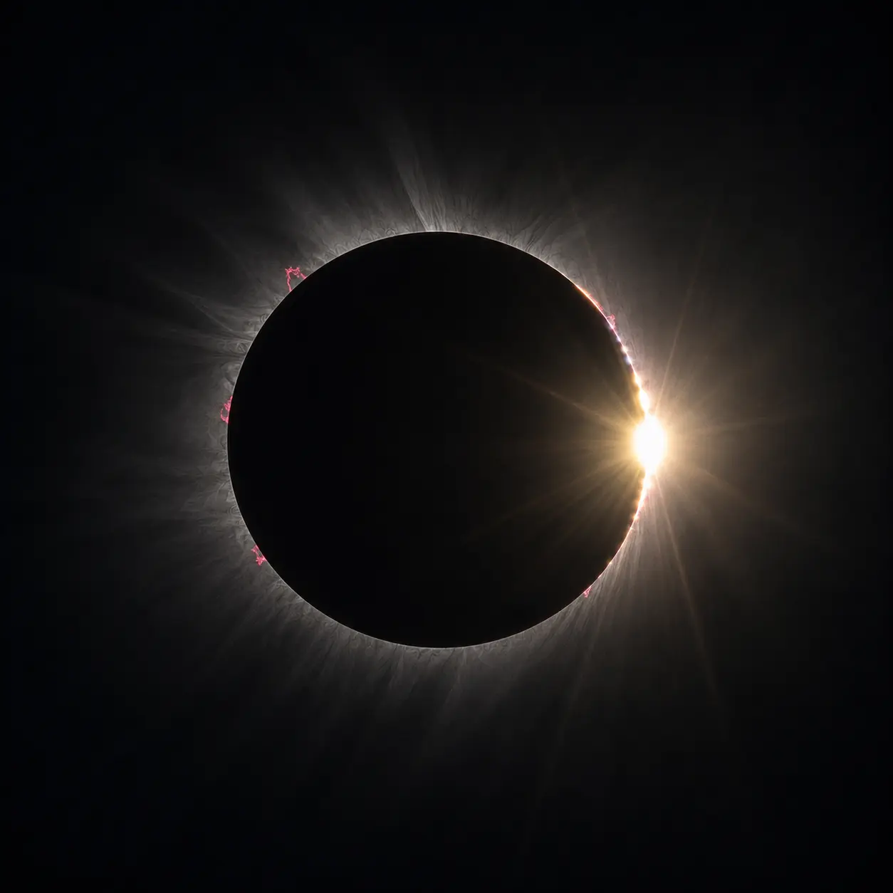 Terceiro contacto: um novo anel de diamante surge no lado oposto do disco lunar.